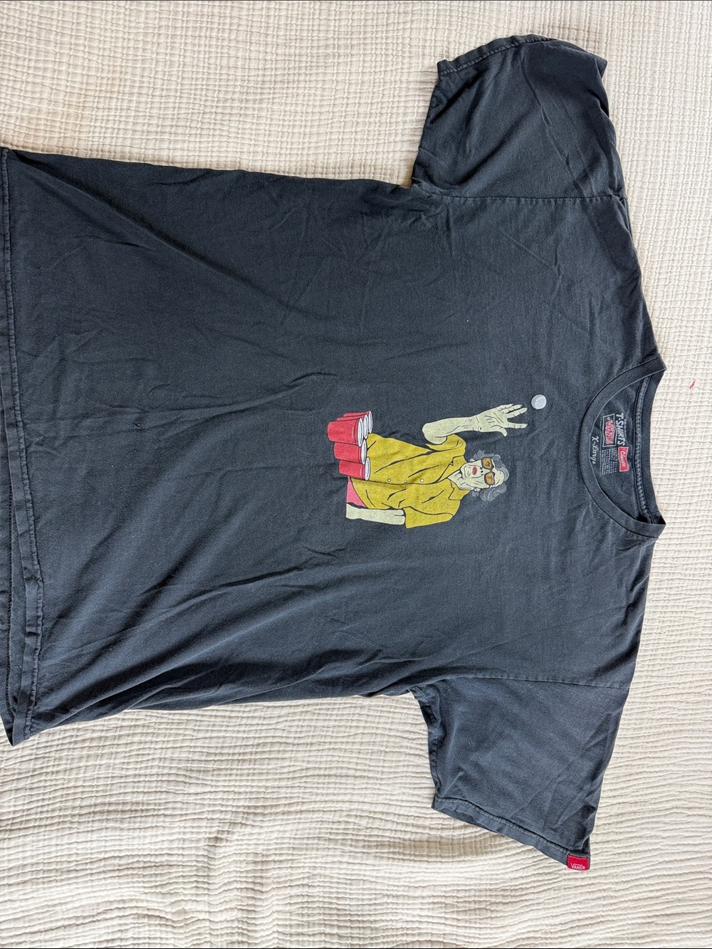 Vans Black Short-Sleeve Tee with Yellow & Red Character Graphic